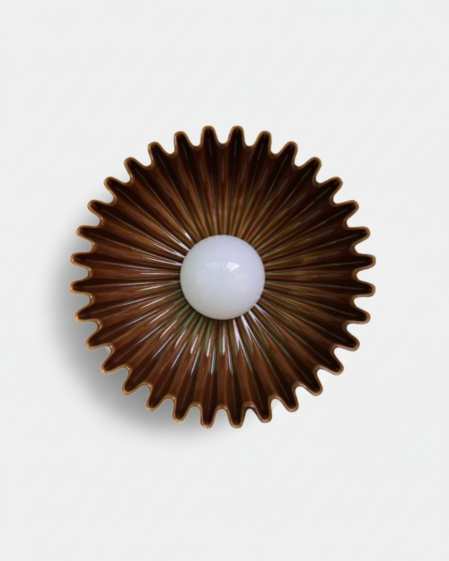 Coralia — applique florale en céramique brun