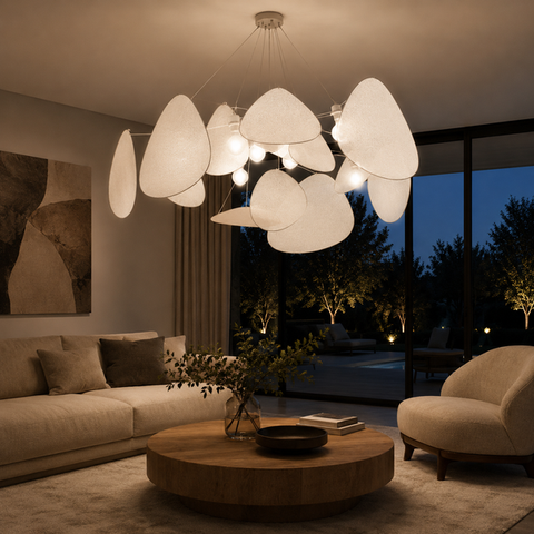 Lustre Suspension Pétales Rotin Naturel Contemporain Design - Salon Salle à Manger — Orika