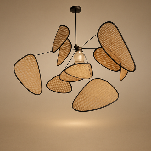 Lustre Suspension Pétales Rotin Naturel Contemporain Design - Salon Salle à Manger — Orika