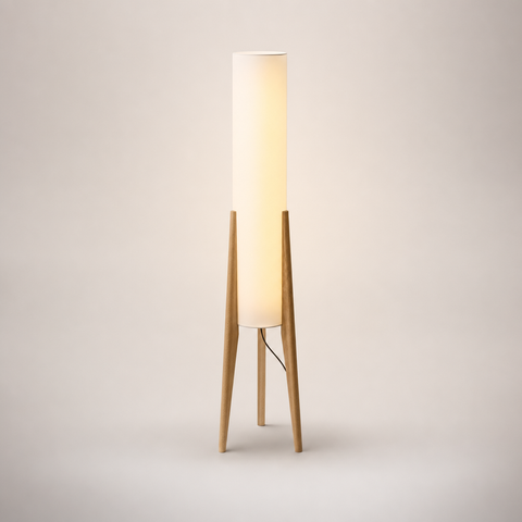 Arc Cylindre Tissu Blanc et Bois Naturel