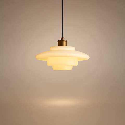 Suspension Dôme Verre Transparent et Opalin Minimaliste Design - Chambre Salon Cuisine — Tramonto