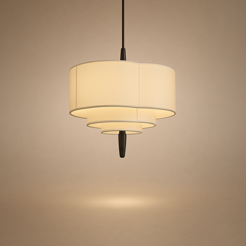 Suspension Anneaux Tissu Crème Minimaliste Design - Chambre Salon Cuisine — Onyx