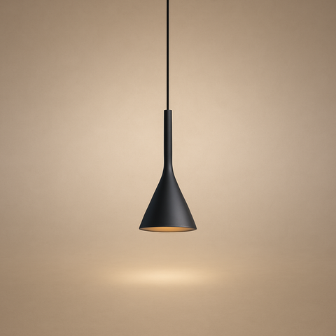 Suspension Cône Métal Noir Mat Minimaliste Design - Cuisine Salon Bureau — Effilé