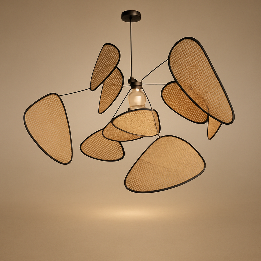Lustre Suspension Pétales Rotin Naturel Contemporain Design - Salon Salle à Manger — Orika