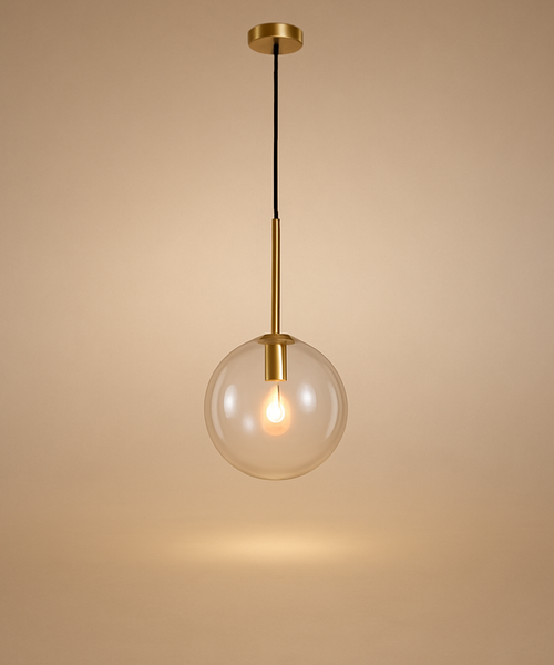 Suspension Sphère Verre Transparent et Laiton Minimaliste Design Boule - Cuisine Salon Salle à Manger — Acrux