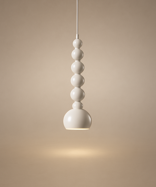 Suspension Pétales Tissu Marron et Boules Opalescentes - Chambre Salon Cuisine — Flore