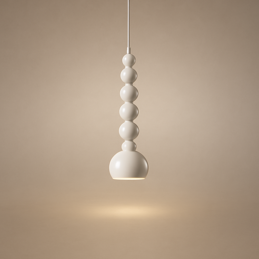 Suspension Pétales Tissu Marron et Boules Opalescentes - Chambre Salon Cuisine — Flore