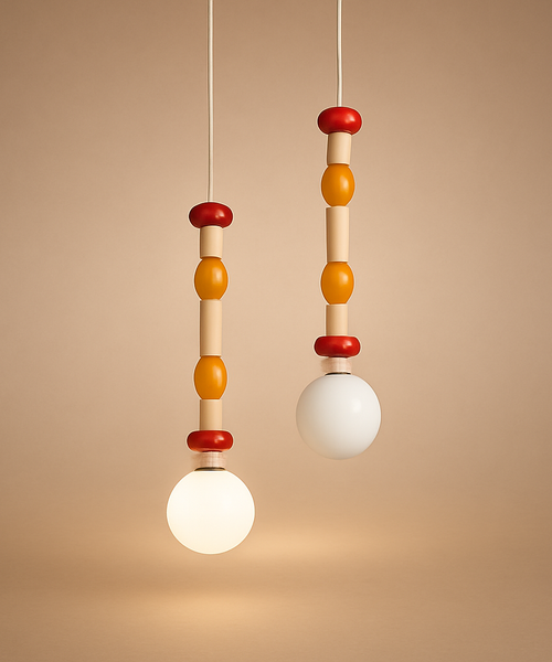 Suspension Pétales Tissu Ivoire et Bois Naturel - Cuisine Chambre Salon — Corolle