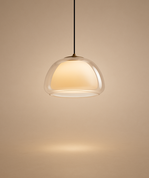 Suspension Niveaux Verre Opalin Blanc et Laiton - Chambre Salon Cuisine — Stratéo