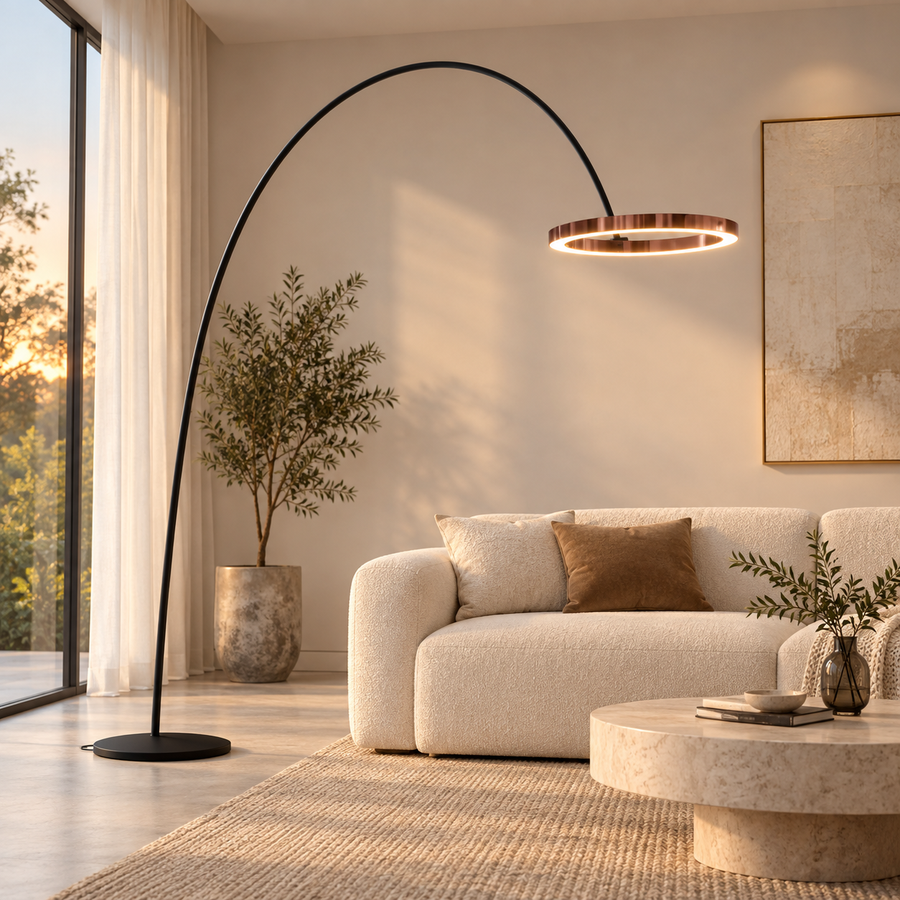 Halo — lampadaire à anneau ouvert — arqué