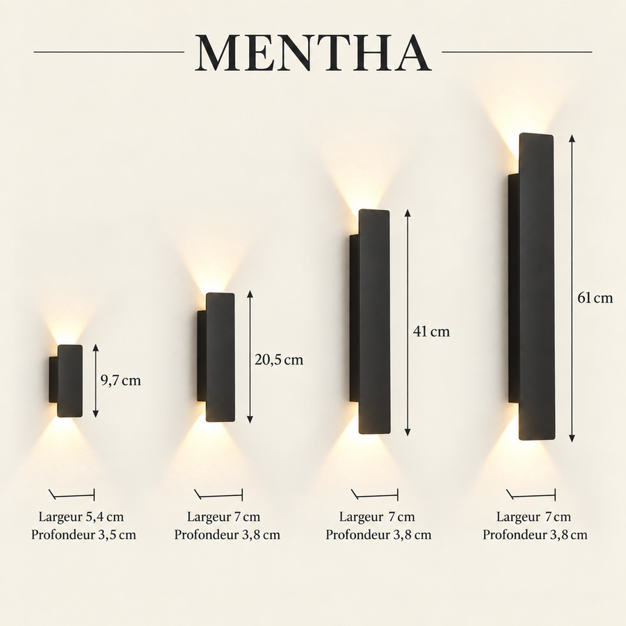 Mentha — noir — dimensions 9,7 / 20,5 / 41 / 61 cm