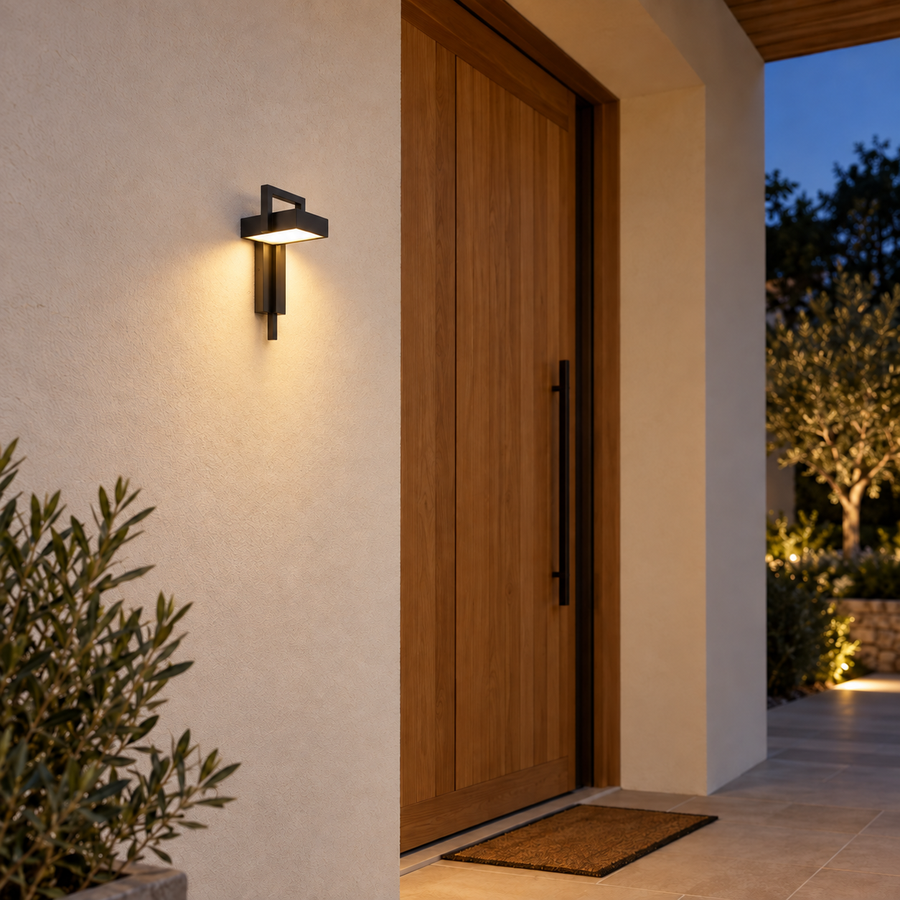 Polygo — applique noire H38 cm, lumière chaude