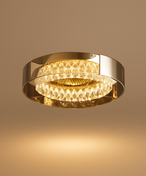 Plafonnier Anneau Cristal et Métal Chromé Éclatant - Salon Salle à Manger Chambre — Nexo