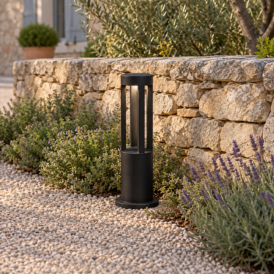 Torre — borne noire 40 cm — jardin chemin