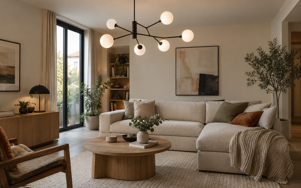 Illustration d’ambiance — Lustre design pour salon moderne : tendances 2026