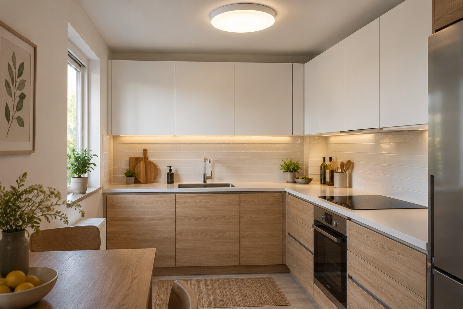 Illustration d’ambiance — Plafonnier cuisine LED : guide d'achat complet