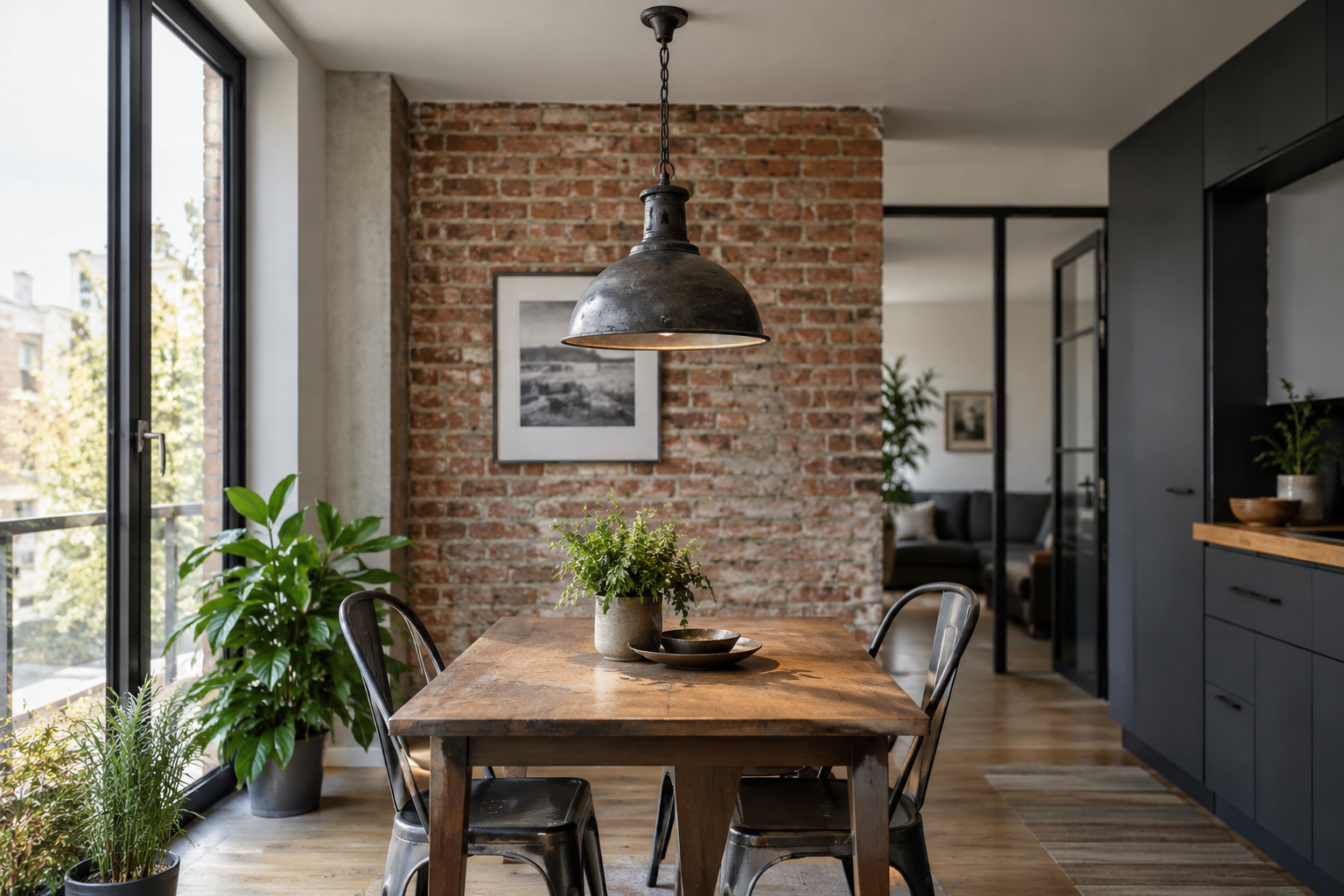 Illustration d’ambiance — Suspension industrielle dans un intérieur moderne