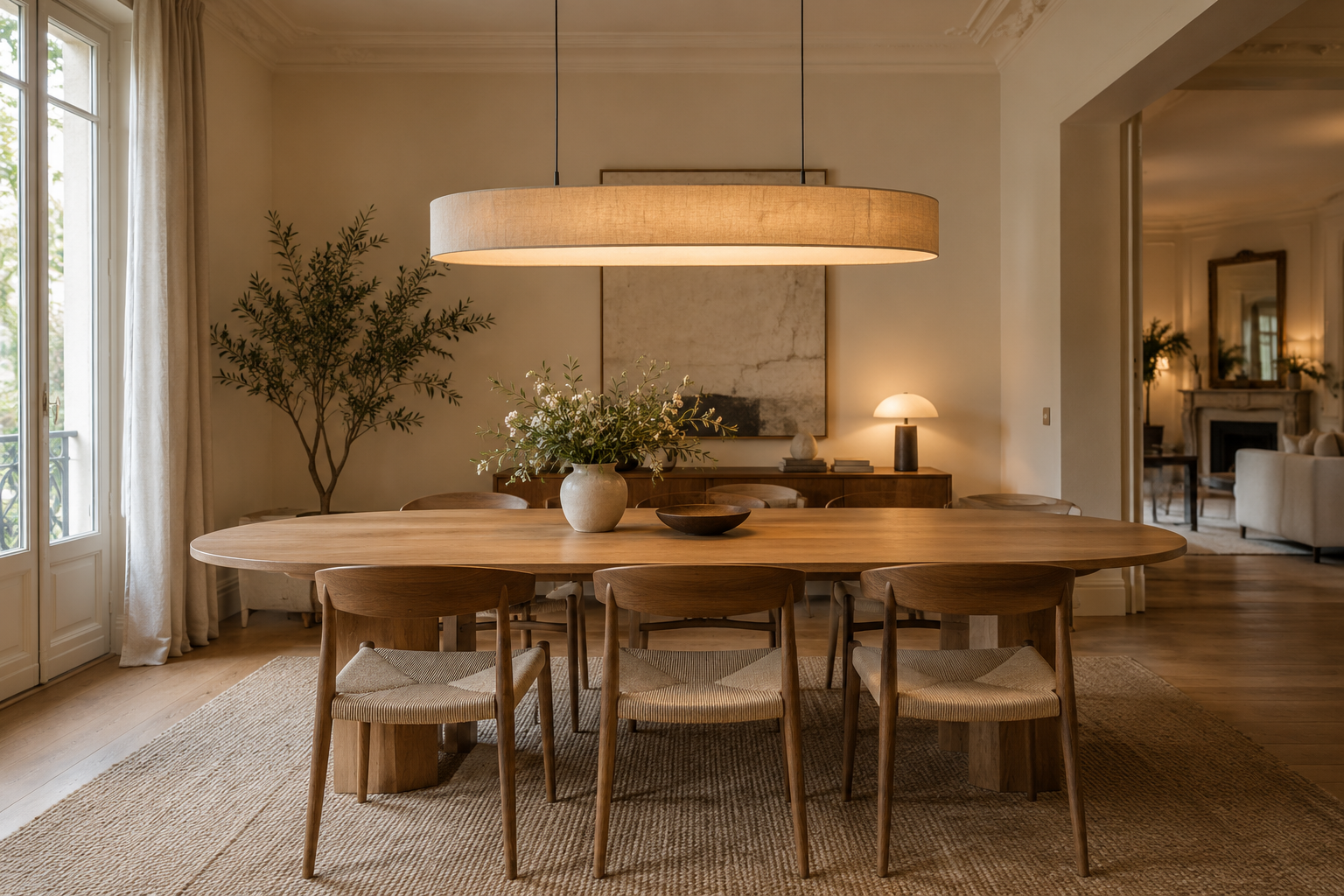 Éclairer une table extensible sans déplacer sa suspension — illustration d’ambiance