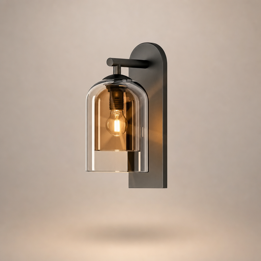 Orm Cloche Verre Fumé et Métal Noir