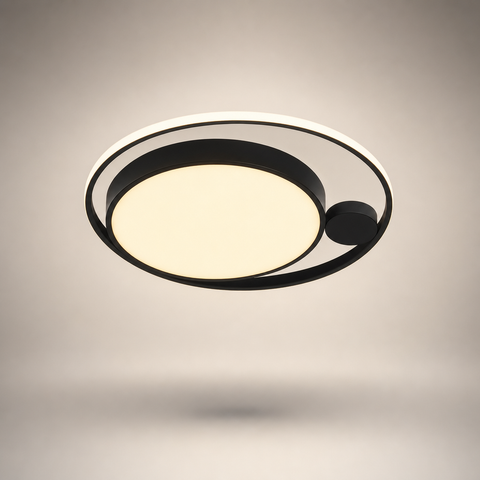 Plafonnier Anneau Métal Noir et Blanc Minimaliste Design Moderne - Salle de Bain Salon Chambre — Platino