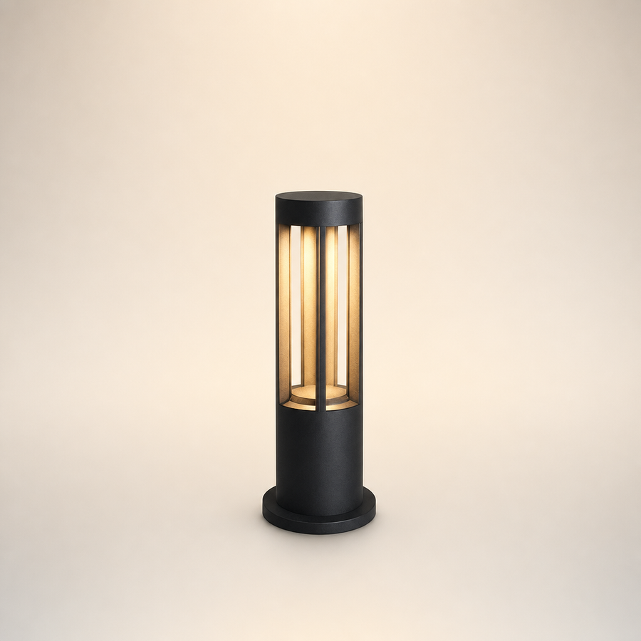 Lampadaire Cylindre Métal Noir Minimaliste Design - Salon Bureau Chambre — Torre
