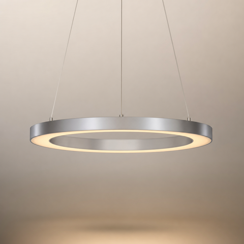 Suspension Anneau Aluminium Blanc Minimaliste Design - Cuisine Salon Salle à Manger — Libeccio
