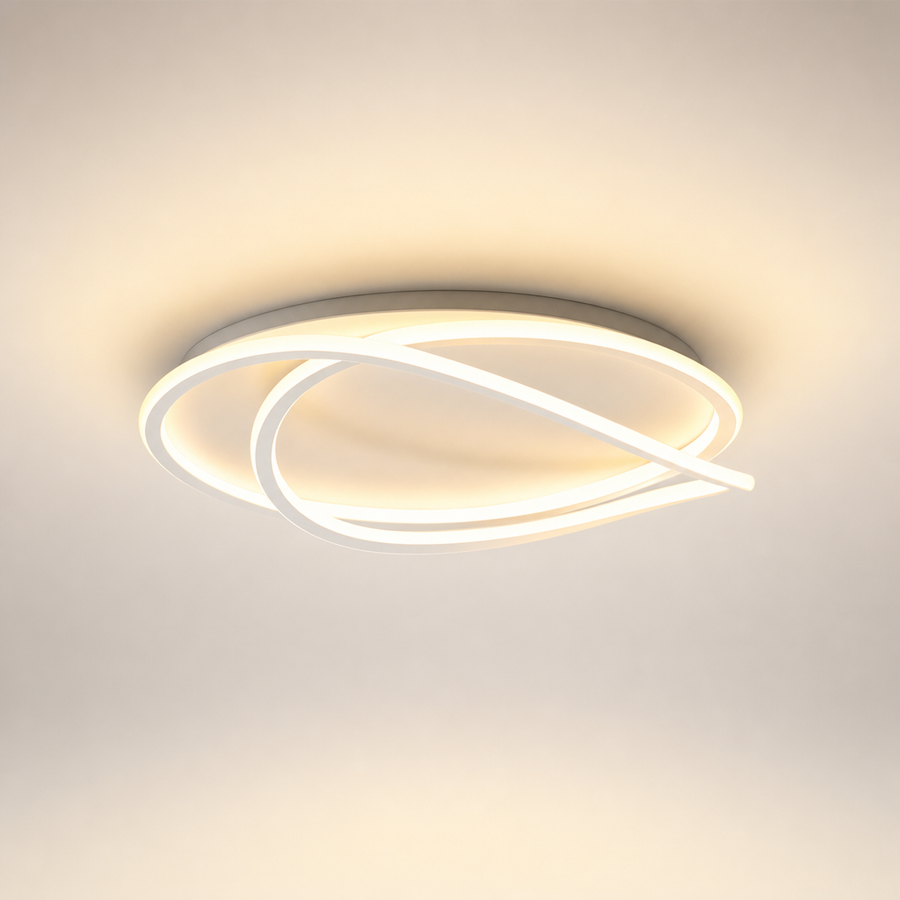 Plafonnier Anneaux Métal Blanc Minimaliste Design Moderne - Salle de Bain Salon Chambre — Maestral