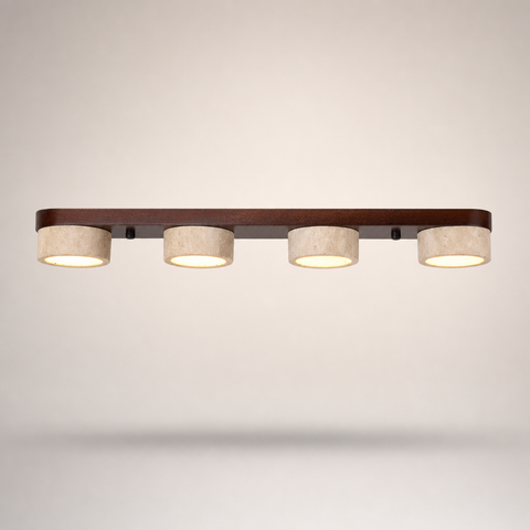 Plafonnier Cylindre Bois Foncé et Béton Épuré Design Moderne - Salon Chambre Salle à Manger — Vivace