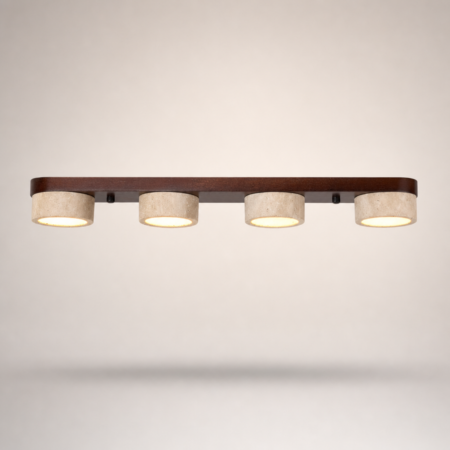 Plafonnier Cylindre Bois Foncé et Béton Épuré Design Moderne - Salon Chambre Salle à Manger — Vivace