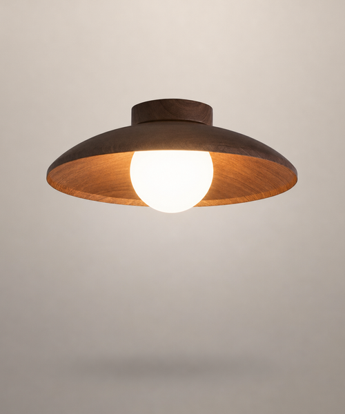 Plafonnier Disque Bois Naturel Minimaliste Design Moderne - Salon Chambre Salle à Manger — Tëlys