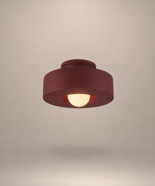 Plafonnier Cylindre Tissu Bordeaux Minimaliste Design Moderne - Salle de Bain Salon Chambre — Deneb