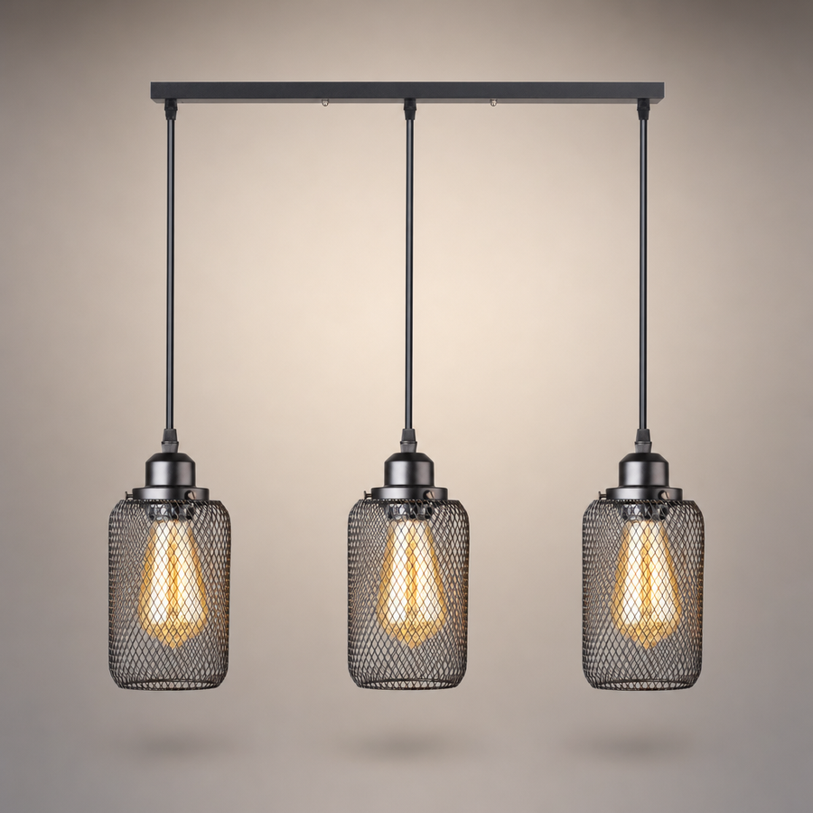 Suspension Cylindre Acier Noir Mat Industriel - Chambre Salon Cuisine — Vivo