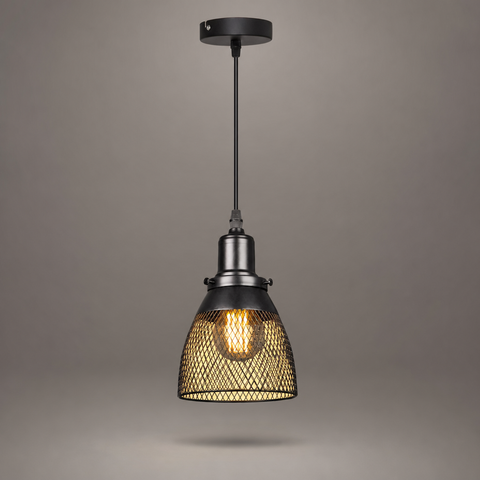 Suspension Cage Métal Noir Industriel Vintage - Cuisine Salon Bureau — Treillis