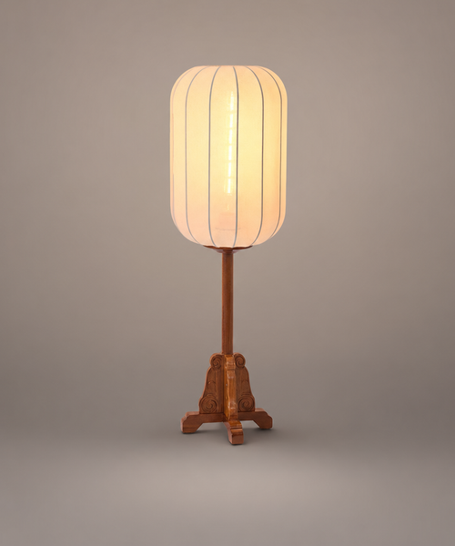 Lampadaire Lampe de Table Cylindre Tissu Beige Minimaliste Design - Salon Bureau Chambre — Stria et
