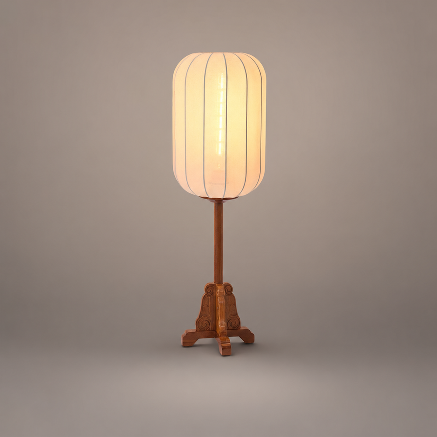 Lampadaire Lampe de Table Cylindre Tissu Beige Minimaliste Design - Salon Bureau Chambre — Stria et