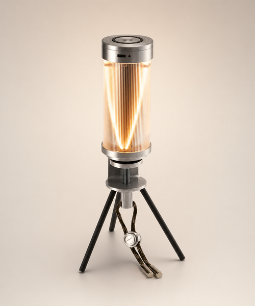 Lampe de Table Cylindre Métal Argenté Minimaliste Design - Chambre Bureau Salon — Stria
