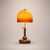 Lampe de Table Dôme Verre Ambré et Bois Sombre - Chambre Bureau Salon — Voûte