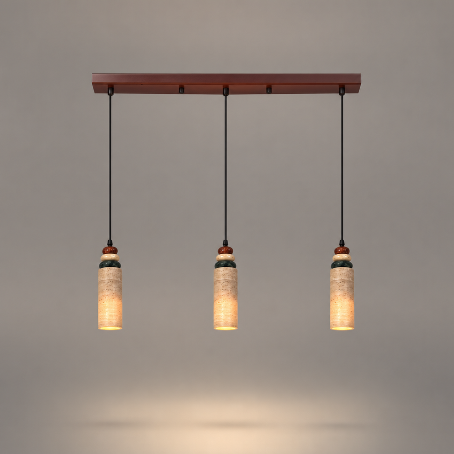 Suspension Cylindre Pierre Empilée Multicolore Nordique Design - Chambre Salon Cuisine — Incandeo