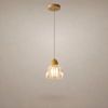 Suspension Cloche Verre Transparent et Bois Naturel - Cuisine Chambre Salon — Campanio