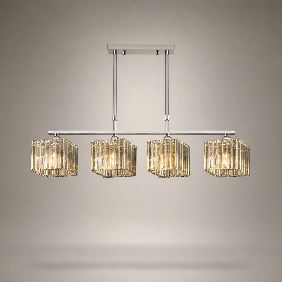Sofia Cube Cristal et Métal Chromé Art Déco