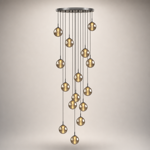 Lustre Suspension Boules Verre Transparent et Métal Chromé - Salon Salle à Manger — Grappe