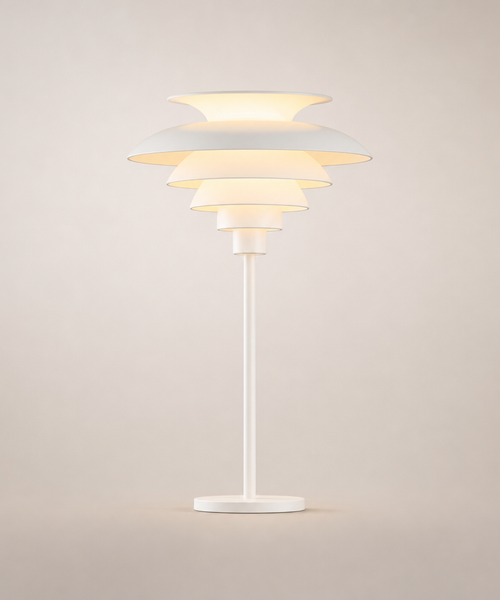 Lampadaire Anneaux Métal Blanc Épuré Nordique Design - Salon Bureau Chambre — Nexus