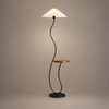 Lampadaire Spirale Métal Noir et Abat-Jour Plissé Blanc - Salon Bureau Chambre — Helix