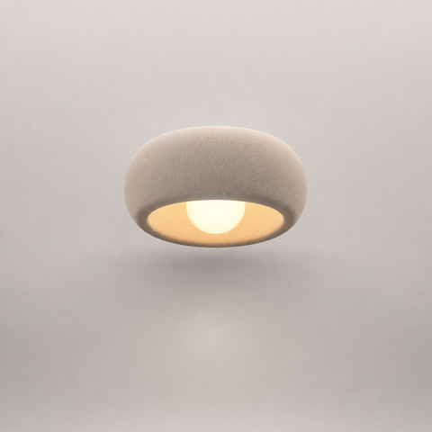 Plafonnier Anneau Céramique Crème Minimaliste Design Moderne - Salle de Bain Salon Chambre — Anulo