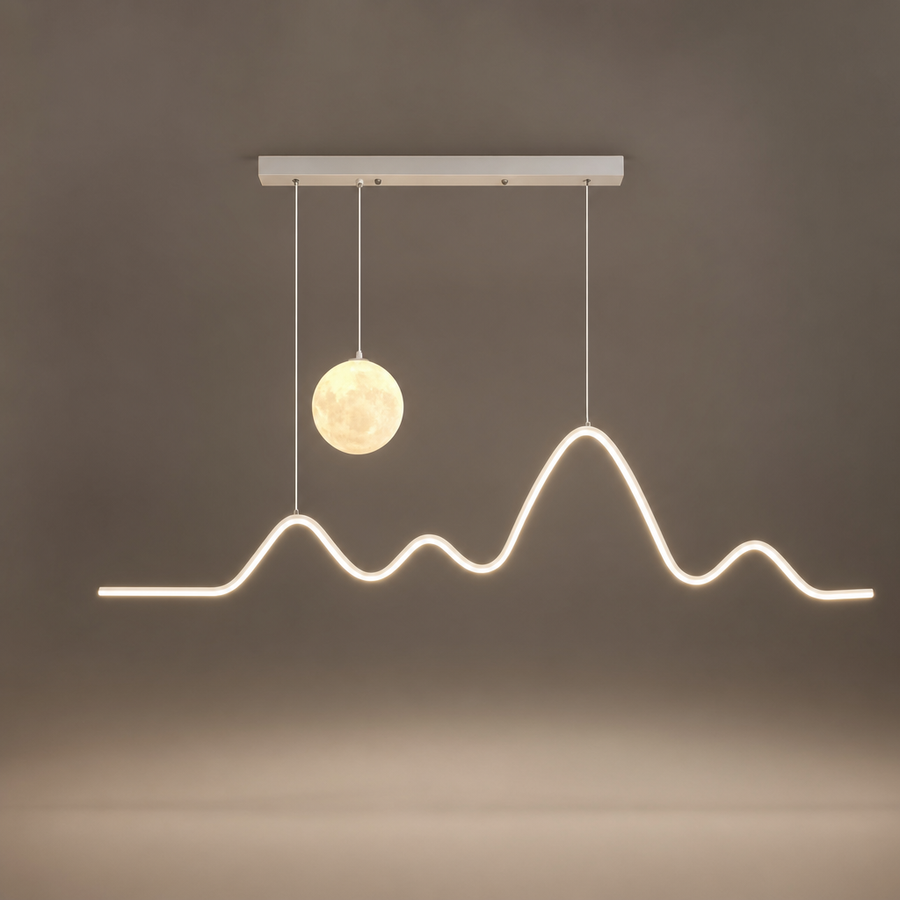 Lumis285 Vagues Métal Blanc Minimaliste et Lune