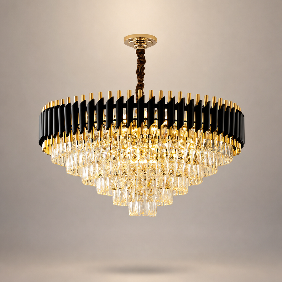 Madalena Cascade Cristal et Métal Noir Doré