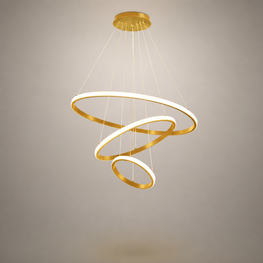Suspension Anneaux Métal Noir et Blanc Minimaliste Design - Cuisine Salon Salle à Manger — Rondo