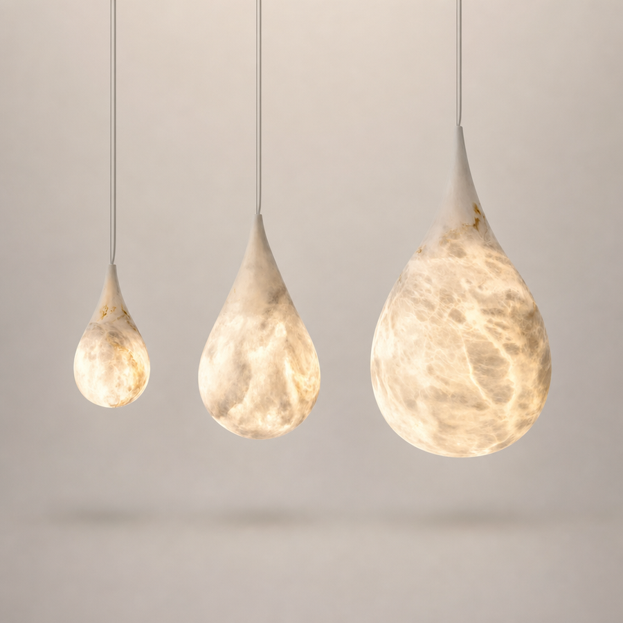 Suspension Goutte Albâtre Blanc Minimaliste Design - Cuisine Salon Salle à Manger — Larme