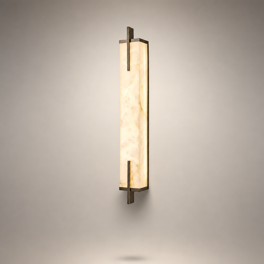 Agda Cylindre Marbre Blanc et Bronze Vieilli