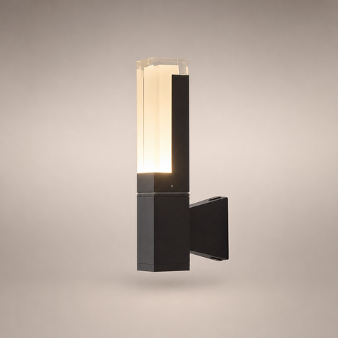 Eudes Cylindre Verre Transparent et Métal Noir